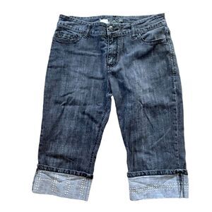 Zena Studded Denim Folded Hem Capri Sz 12P
